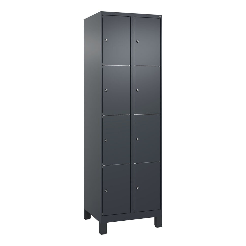 N° de l'image du produit 9 : C+P Schließfachschrank Classic PLUS, Füße, 2 Abteile, HxBxT 1.950 x 600 x 500 mm, anthrazitgrau, anthrazitgrau, 8 Fächer, Zylinderschloss