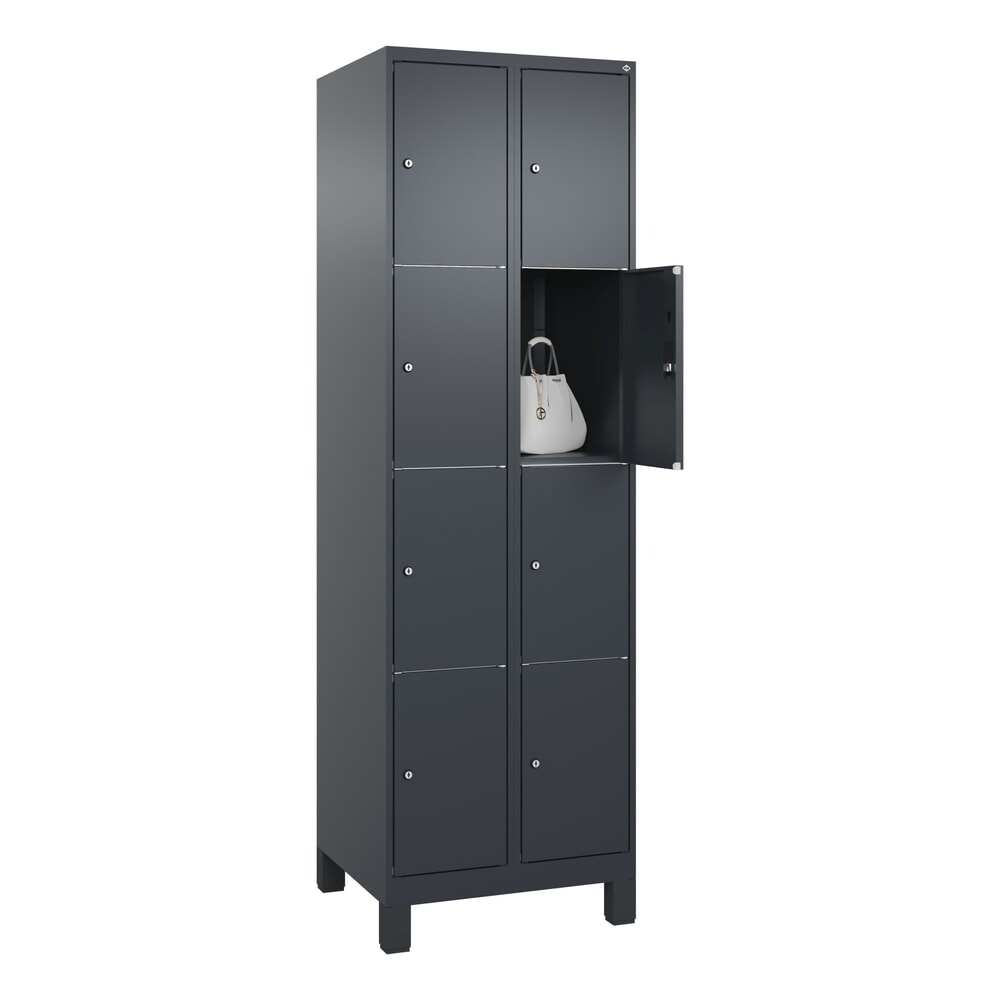 N° de l'image du produit 10 : C+P Schließfachschrank Classic PLUS, Füße, 2 Abteile, HxBxT 1.950 x 600 x 500 mm, anthrazitgrau, anthrazitgrau, 8 Fächer, Zylinderschloss
