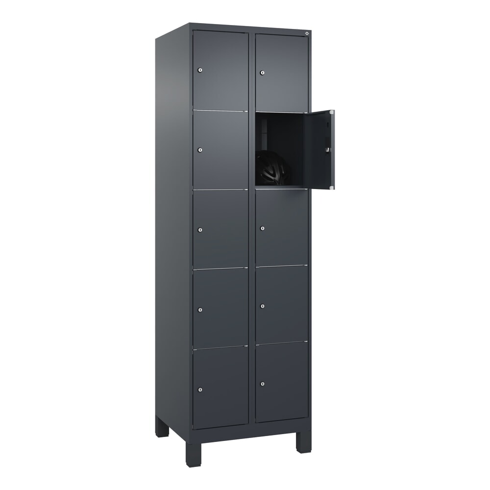 N° de l'image du produit 10 : C+P Schließfachschrank Classic PLUS, Füße, 2 Abteile, HxBxT 1.950 x 600 x 500 mm, anthrazitgrau, anthrazitgrau, 10 Fächer, Zylinderschloss