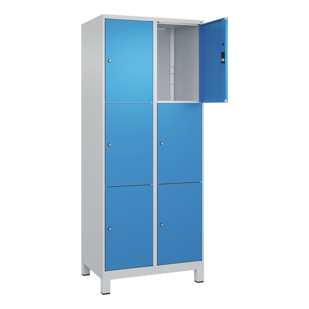 Produktabbildung Nr. 1: C+P Schliessfachschrank Classic PLUS, Füsse, 2 Abteile, HxBxT 1.950 x 800 x 500 mm, lichtgrau, lichtblau, 6 Fächer, Zylinderschloss