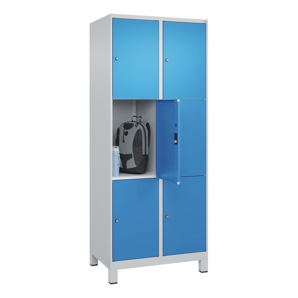 Produktabbildung Nr. 10: C+P Schliessfachschrank Classic PLUS, Füsse, 2 Abteile, HxBxT 1.950 x 800 x 500 mm, lichtgrau, lichtblau, 6 Fächer, Zylinderschloss