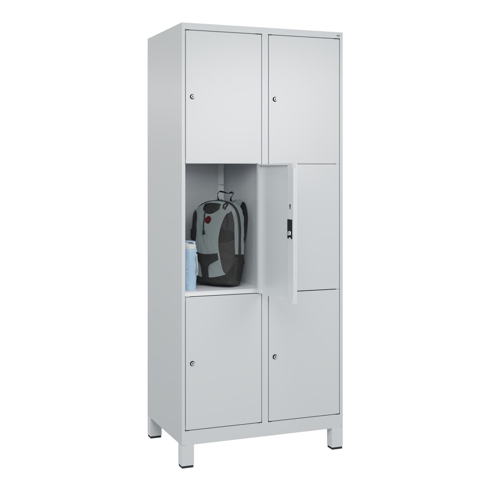 Produktabbildung Nr. 10: C+P Schliessfachschrank Classic PLUS, Füsse, 2 Abteile, HxBxT 1.950 x 800 x 500 mm, lichtgrau, lichtgrau, 6 Fächer, Zylinderschloss