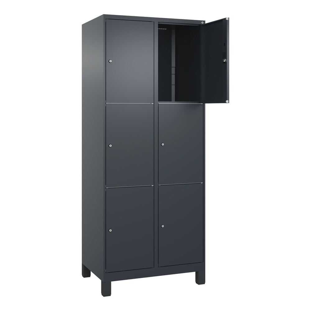 Produktabbildung Nr. 1: C+P Schliessfachschrank Classic PLUS, Füsse, 2 Abteile, HxBxT 1.950 x 800 x 500 mm, anthrazitgrau, anthrazitgrau, 6 Fächer, Zylinderschloss