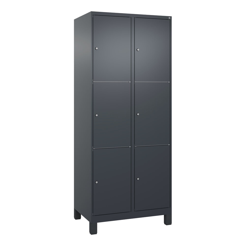 Produktabbildung Nr. 9: C+P Schliessfachschrank Classic PLUS, Füsse, 2 Abteile, HxBxT 1.950 x 800 x 500 mm, anthrazitgrau, anthrazitgrau, 6 Fächer, Zylinderschloss