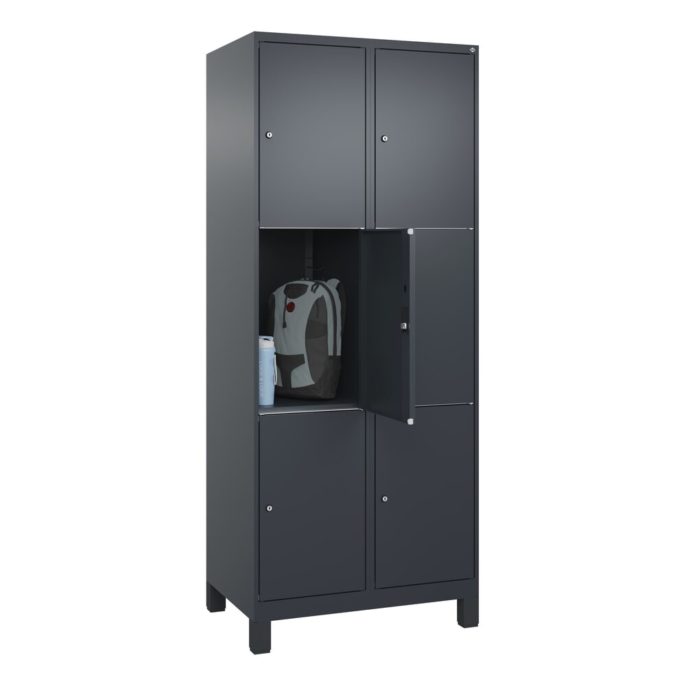 Produktabbildung Nr. 10: C+P Schliessfachschrank Classic PLUS, Füsse, 2 Abteile, HxBxT 1.950 x 800 x 500 mm, anthrazitgrau, anthrazitgrau, 6 Fächer, Zylinderschloss