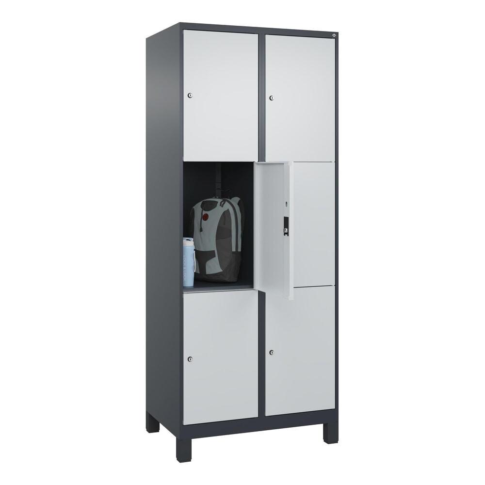 Produktabbildung Nr. 10: C+P Schliessfachschrank Classic PLUS, Füsse, 2 Abteile, HxBxT 1.950 x 800 x 500 mm, anthrazitgrau, lichtgrau, 6 Fächer, Zylinderschloss