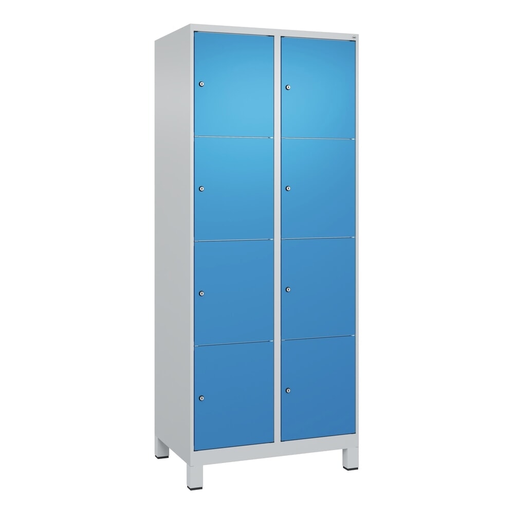 N° de l'image du produit 9 : C+P Schließfachschrank Classic PLUS, Füße, 2 Abteile, HxBxT 1.950 x 800 x 500 mm, lichtgrau, lichtblau, 8 Fächer, Zylinderschloss