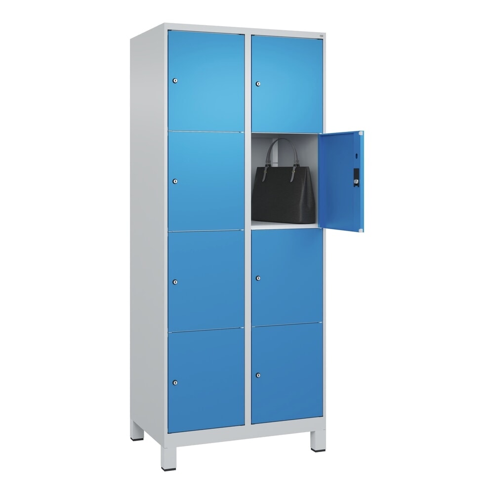 N° de l'image du produit 10 : C+P Schließfachschrank Classic PLUS, Füße, 2 Abteile, HxBxT 1.950 x 800 x 500 mm, lichtgrau, lichtblau, 8 Fächer, Zylinderschloss