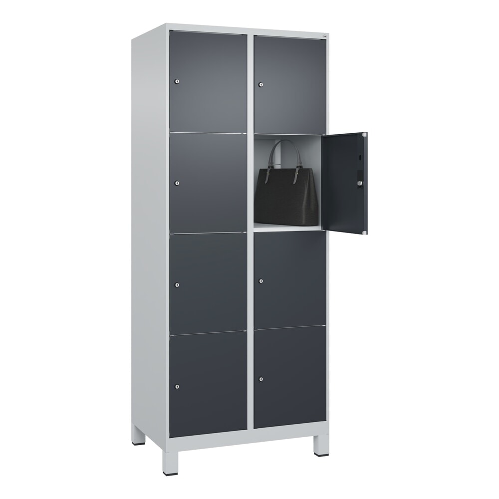 Produktabbildung Nr. 10: C+P Schliessfachschrank Classic PLUS, Füsse, 2 Abteile, HxBxT 1.950 x 800 x 500 mm, lichtgrau, anthrazitgrau, 8 Fächer, Zylinderschloss