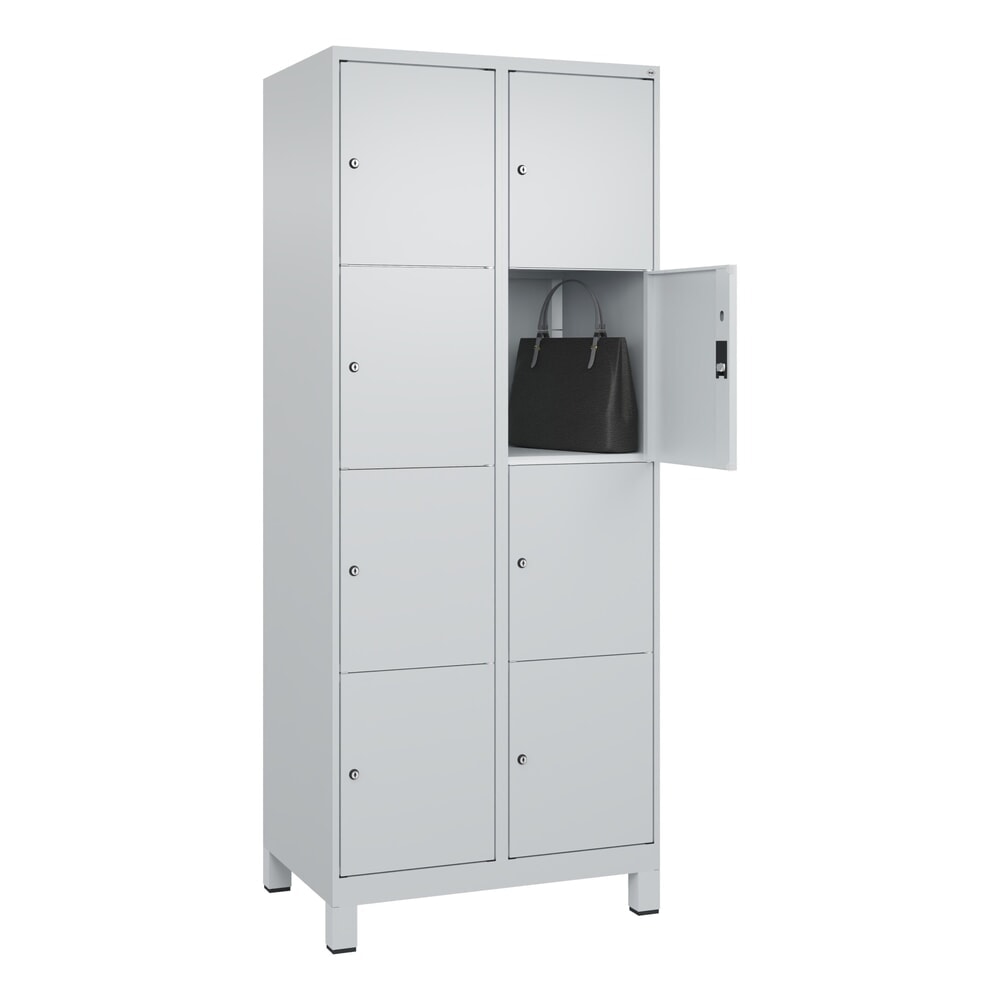 Produktabbildung Nr. 10: C+P Schliessfachschrank Classic PLUS, Füsse, 2 Abteile, HxBxT 1.950 x 800 x 500 mm, lichtgrau, lichtgrau, 8 Fächer, Zylinderschloss