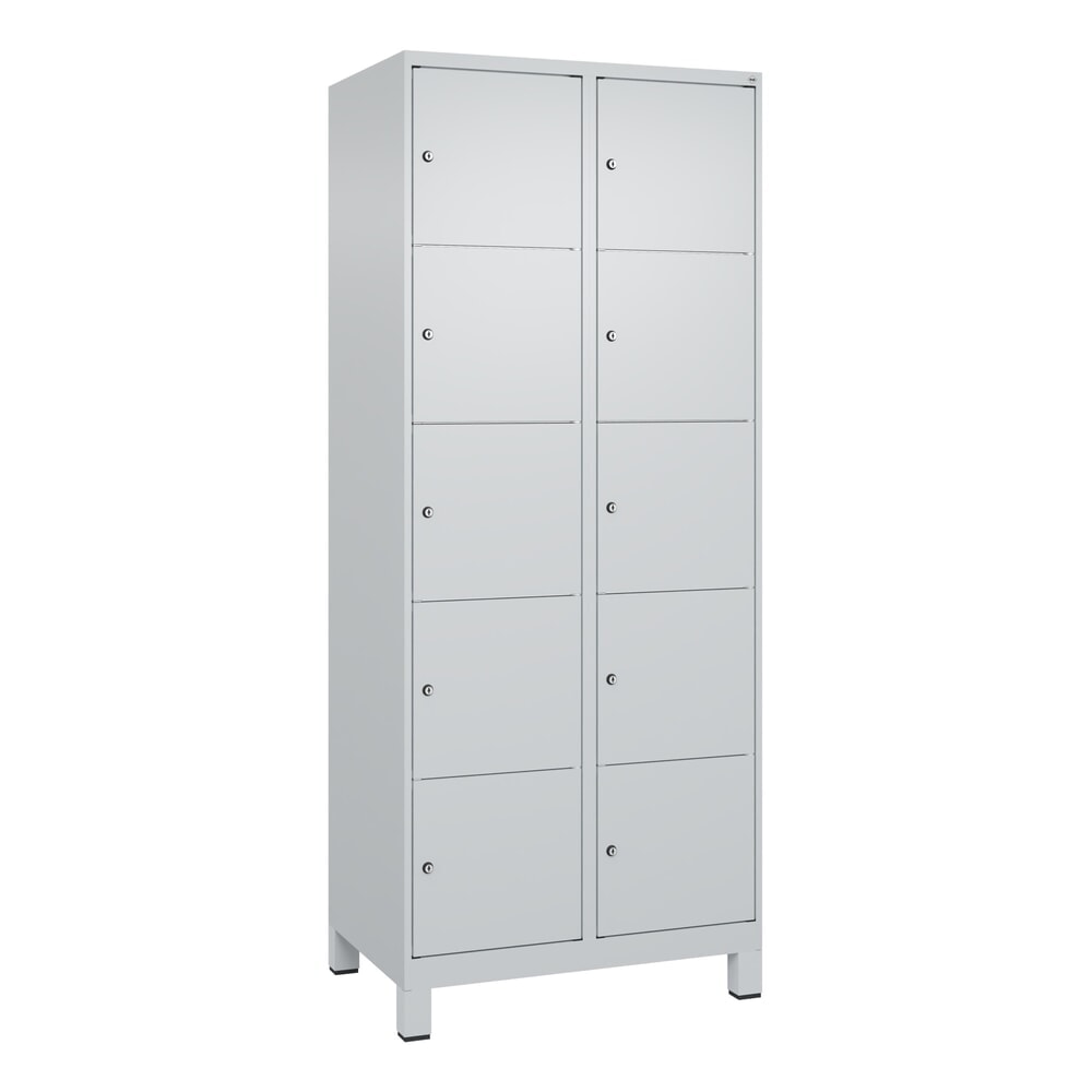 Produktabbildung Nr. 9: C+P Schliessfachschrank Classic PLUS, Füsse, 2 Abteile, HxBxT 1.950 x 800 x 500 mm, lichtgrau, lichtgrau, 10 Fächer, Zylinderschloss