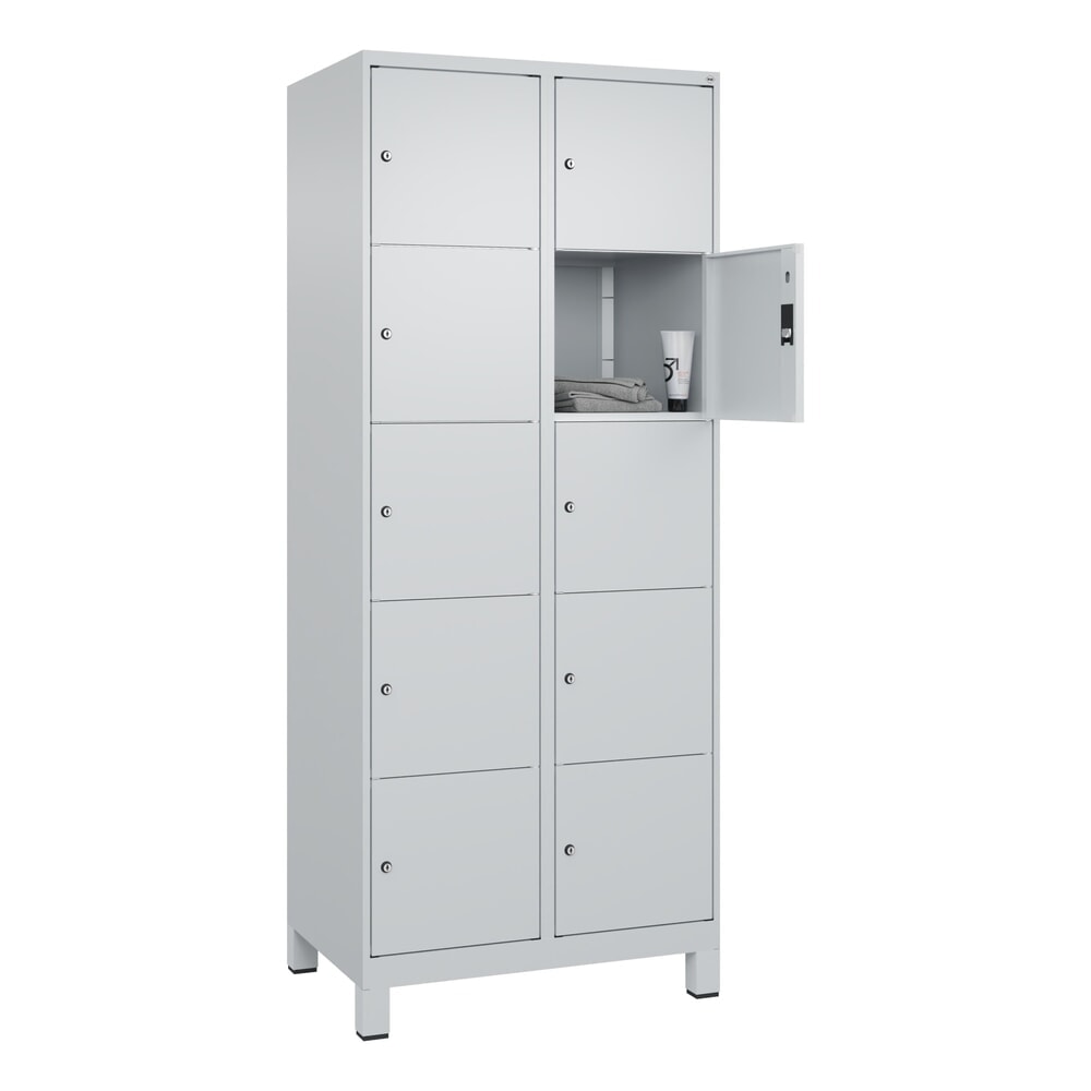 Produktabbildung Nr. 10: C+P Schliessfachschrank Classic PLUS, Füsse, 2 Abteile, HxBxT 1.950 x 800 x 500 mm, lichtgrau, lichtgrau, 10 Fächer, Zylinderschloss