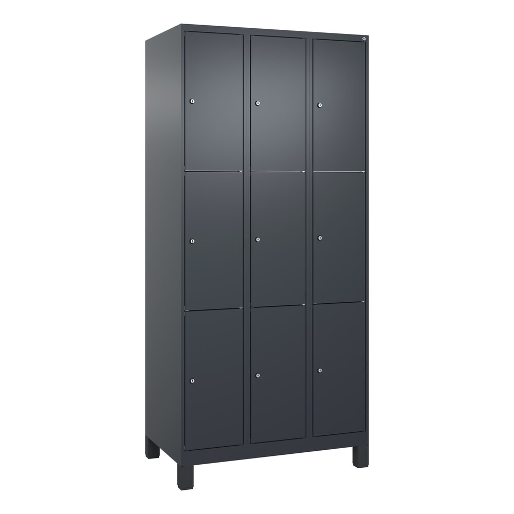 Produktabbildung Nr. 9: C+P Schliessfachschrank Classic PLUS, Füsse, 3 Abteile, HxBxT 1.950 x 900 x 500 mm, anthrazitgrau, anthrazitgrau, 9 Fächer, Zylinderschloss