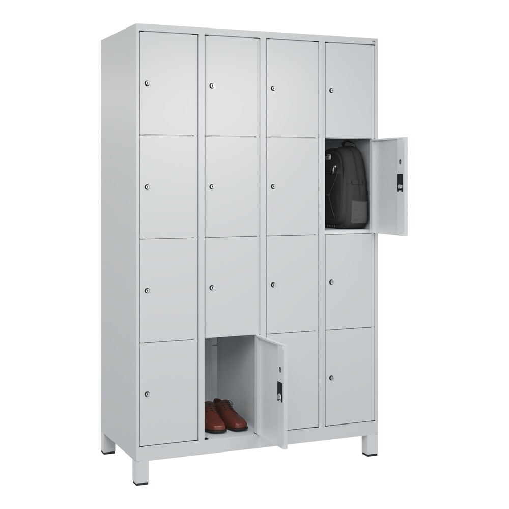 N° de l'image du produit 10 : C+P Schließfachschrank Classic PLUS, Füße, 4 Abteile, HxBxT 1.950 x 1.200 x 500 mm, lichtgrau, lichtgrau, 16 Fächer, Zylinderschloss
