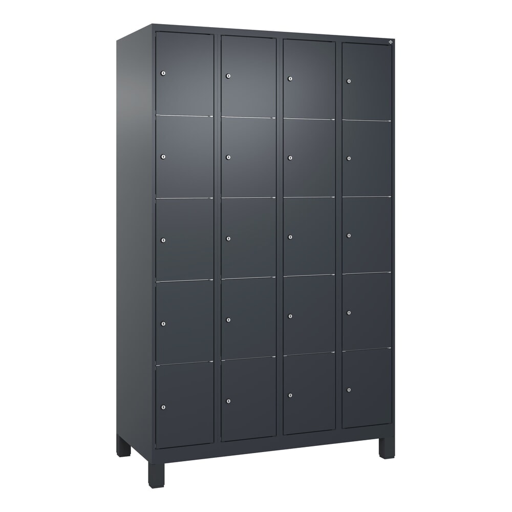 N° de l'image du produit 9 : C+P Schließfachschrank Classic PLUS, Füße, 4 Abteile, HxBxT 1.950 x 1.200 x 500 mm, anthrazitgrau, anthrazitgrau, 20 Fächer, Zylinderschloss