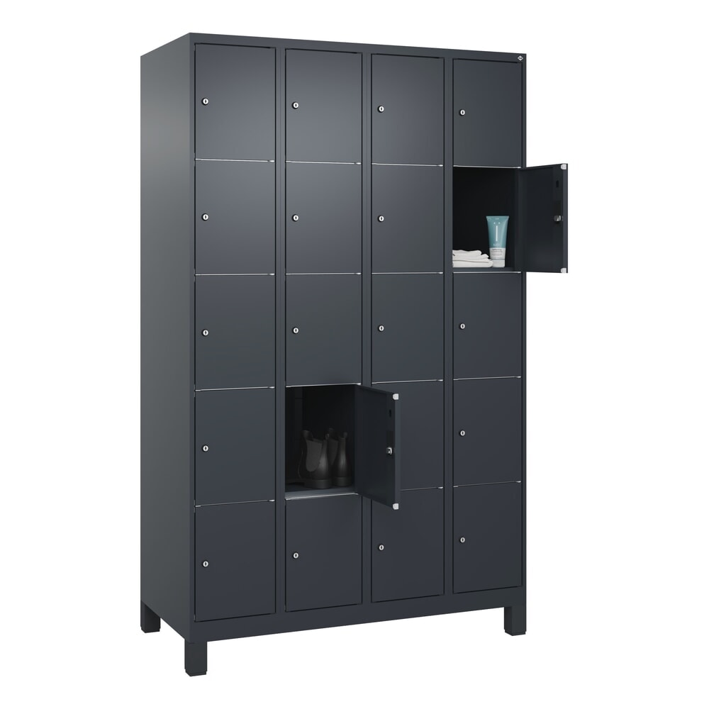N° de l'image du produit 10 : C+P Schließfachschrank Classic PLUS, Füße, 4 Abteile, HxBxT 1.950 x 1.200 x 500 mm, anthrazitgrau, anthrazitgrau, 20 Fächer, Zylinderschloss