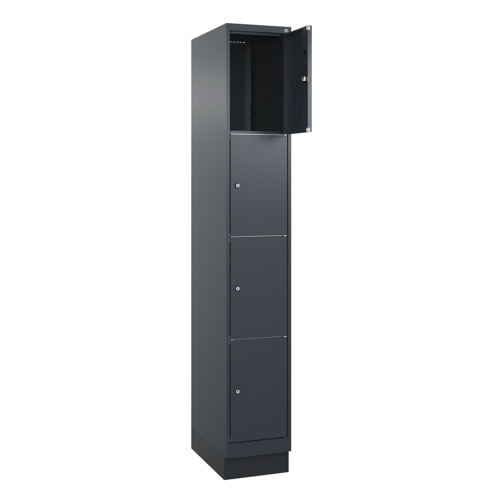 Produktabbildung Nr. 1: C+P Schliessfachschrank Classic PLUS, Sockel, 1 Abteil, HxBxT 1.950 x 300 x 500 mm, anthrazitgrau, anthrazitgrau, 4 Fächer, Zylinderschloss