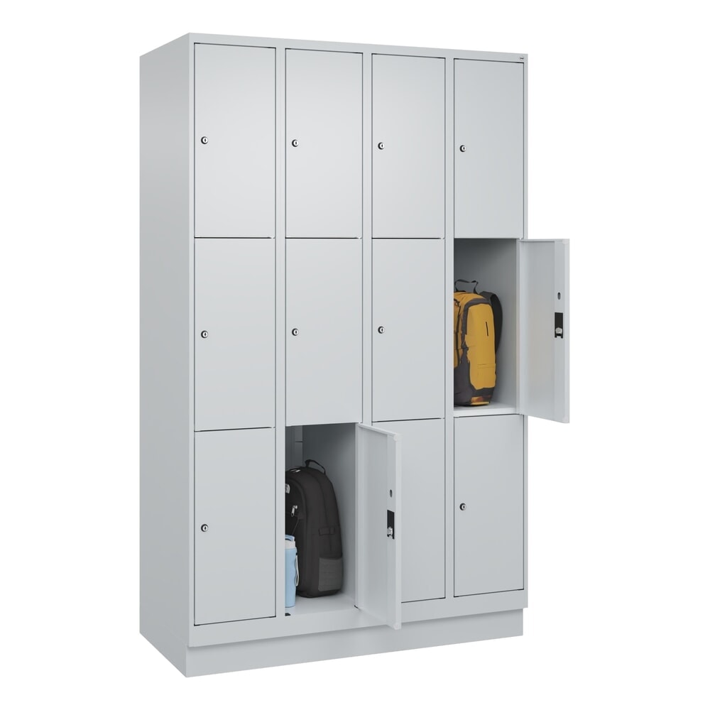 N° de l'image du produit 10 : C+P Schließfachschrank Classic PLUS, Sockel, 4 Abteile, HxBxT 1.950 x 1.200 x 500 mm, lichtgrau, lichtgrau, 12 Fächer, Zylinderschloss