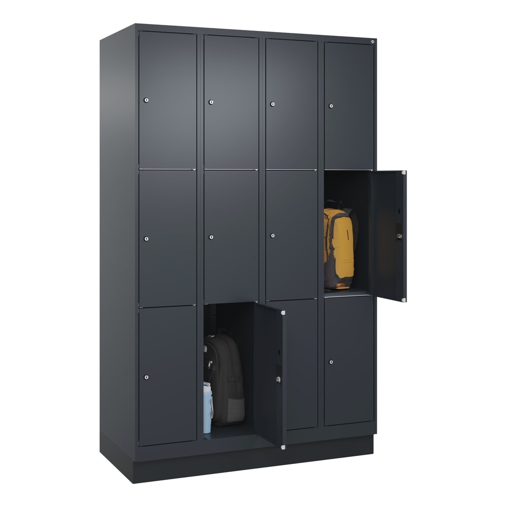 N° de l'image du produit 10 : C+P Schließfachschrank Classic PLUS, Sockel, 4 Abteile, HxBxT 1.950 x 1.200 x 500 mm, anthrazitgrau, anthrazitgrau, 12 Fächer, Zylinderschloss