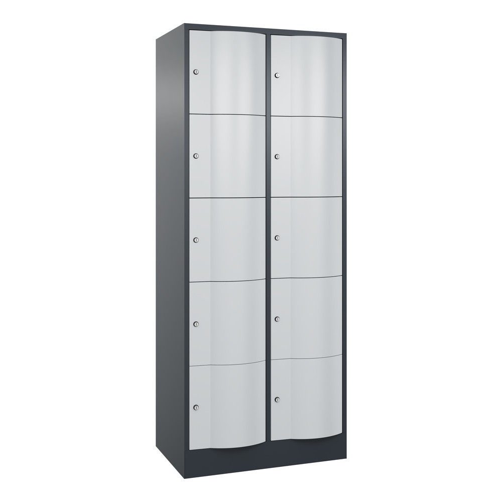 Produktabbildung Nr. 1: C+P Schliessfachschrank mit 'rabaukensicheren' Türen, 2 x 5 Fächer, HxBxT 1.950 x 770 x 540 mm, anthrazitgrau, lichtgrau