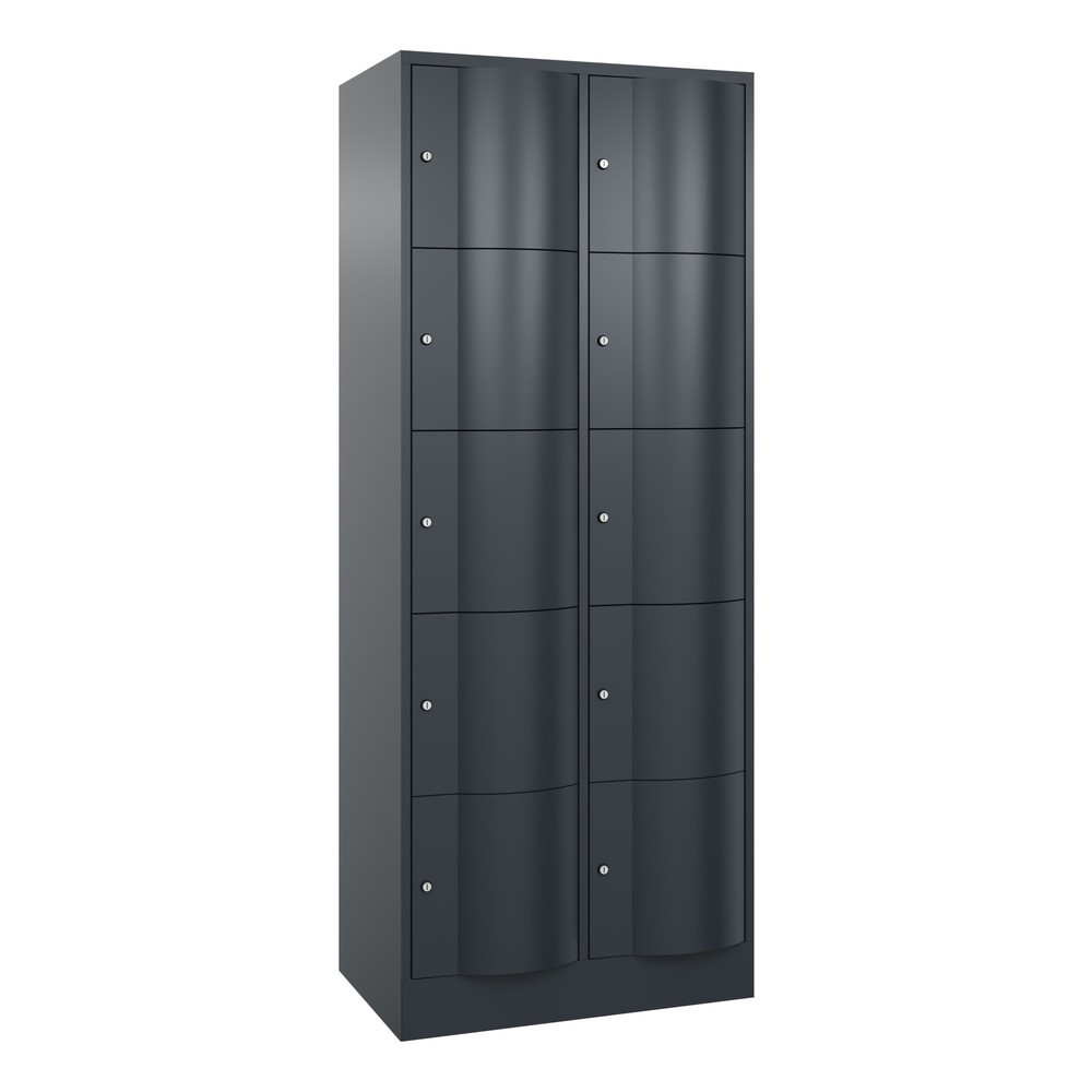 Produktabbildung Nr. 1: C+P Schliessfachschrank mit 'rabaukensicheren' Türen, 2 x 5 Fächer, HxBxT 1.950 x 770 x 540 mm, anthrazitgrau, anthrazitgrau