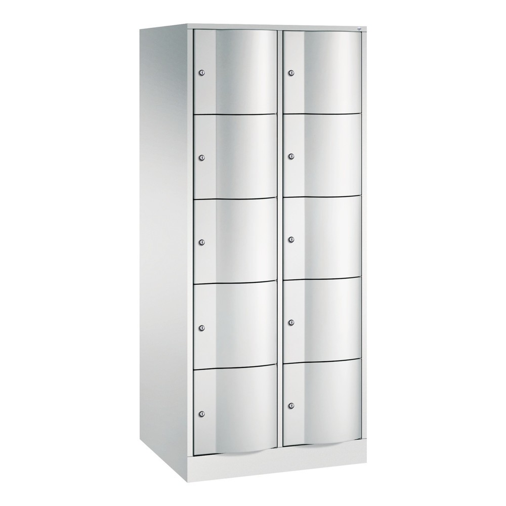 Produktabbildung Nr. 1: C+P Schliessfachschrank mit "rabaukensicheren" Türen, 2 x 5 Fächer, HxBxT 1.950 x 770 x 640 mm, lichtgrau, lichtgrau