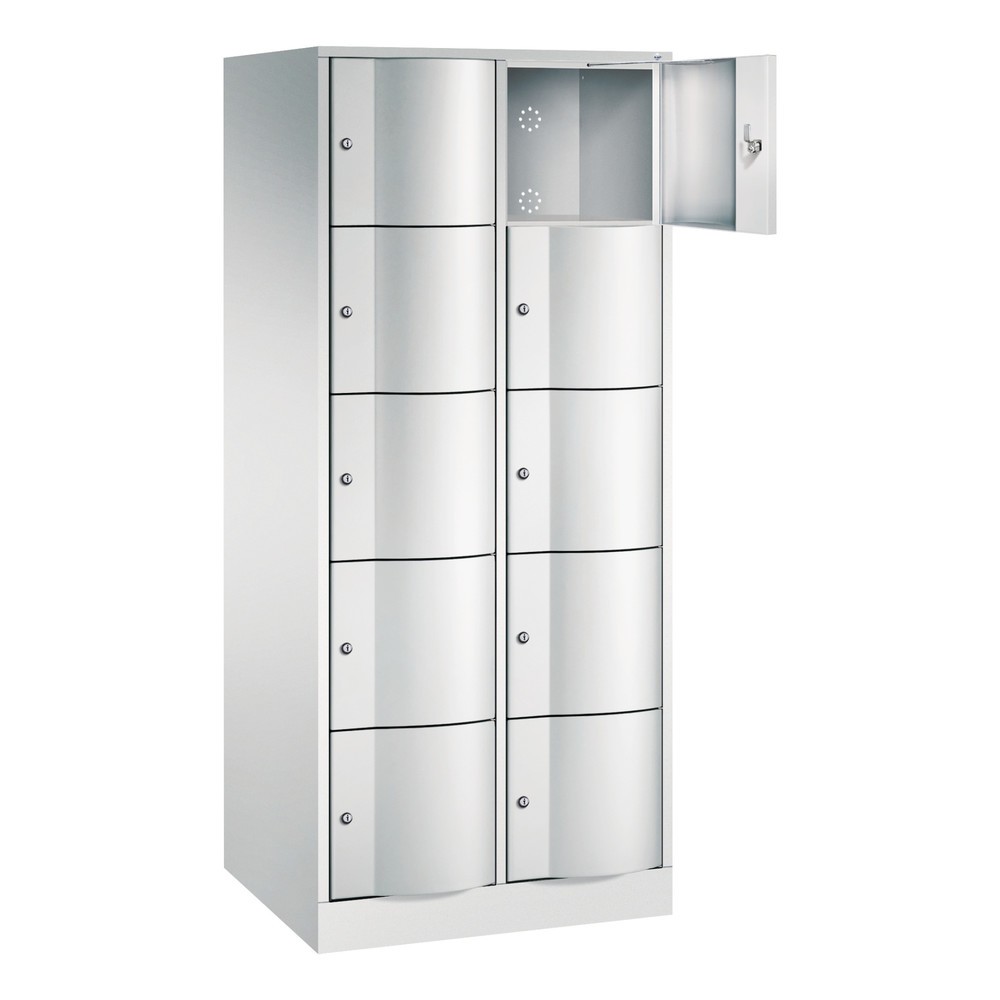 Produktabbildung Nr. 2: C+P Schliessfachschrank mit "rabaukensicheren" Türen, 2 x 5 Fächer, HxBxT 1.950 x 770 x 640 mm, lichtgrau, lichtgrau