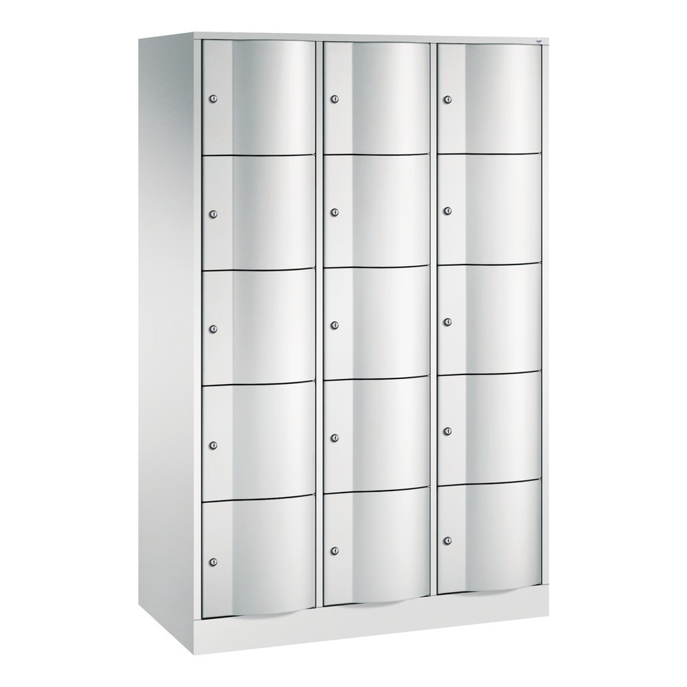 C+P Schliessfachschrank mit 'rabaukensicheren' Türen, 3 x 5 Fächer, HxBxT 1.950 x 1.150 x 540 mm, lichtgrau, lichtgrau Produktabbildung Nr. 1: C+P Schliessfachschrank mit 'rabaukensicheren' Türen, 3 x 5 Fächer, HxBxT 1.950 x 1.150 x 540 mm, lichtgrau, lichtgrau