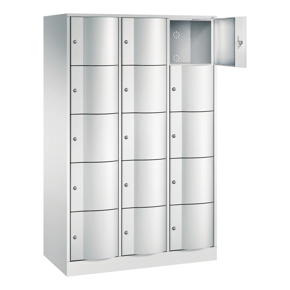 C+P Schliessfachschrank mit 'rabaukensicheren' Türen, 3 x 5 Fächer, HxBxT 1.950 x 1.150 x 540 mm, lichtgrau, lichtgrau Produktabbildung Nr. 2: C+P Schliessfachschrank mit 'rabaukensicheren' Türen, 3 x 5 Fächer, HxBxT 1.950 x 1.150 x 540 mm, lichtgrau, lichtgrau