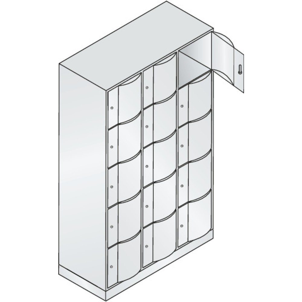 Produktabbildung Nr. 2: C+P Schliessfachschrank mit 'rabaukensicheren' Türen, 3 x 5 Fächer, HxBxT 1.950 x 1.150 x 540 mm, lichtgrau, enzianblau