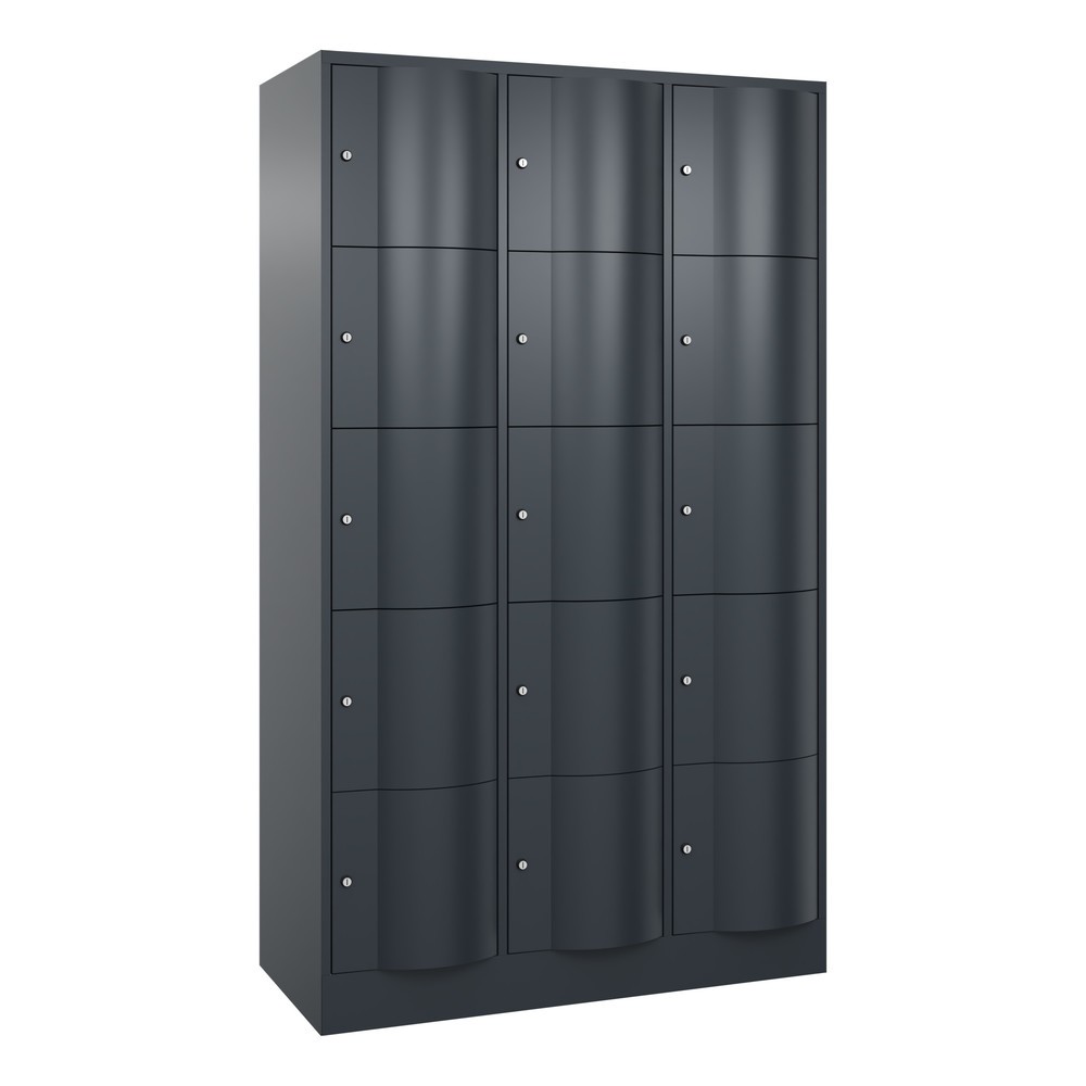 Produktabbildung Nr. 1: C+P Schliessfachschrank mit 'rabaukensicheren' Türen, 3 x 5 Fächer, HxBxT 1.950 x 1.150 x 540 mm, anthrazitgrau, anthrazitgrau