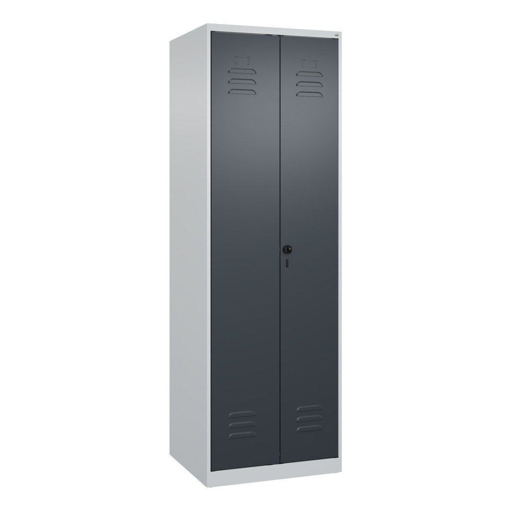 Produktabbildung: C+P Schwarz-Weiss-Spind Classic PLUS, 2 Abteile, HxBxT 1.850 x 600 x 500 mm, lichtgrau, anthrazitgrau, für Vorhängeschloss