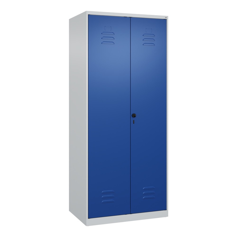 Produktabbildung: C+P Schwarz-Weiss-Spind Classic PLUS, 2 Abteile, HxBxT 1.850 x 800 x 500 mm, lichtgrau, enzianblau, für Vorhängeschloss