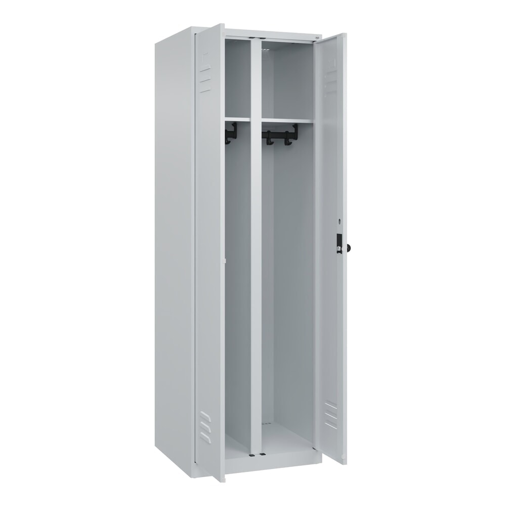 Illustration du produit: C+P Schwarz-Weiß-Spind Classic PLUS, 2 Abteile, HxBxT 1.850 x 600 x 500 mm, lichtgrau, lichtgrau, für Vorhängeschloss