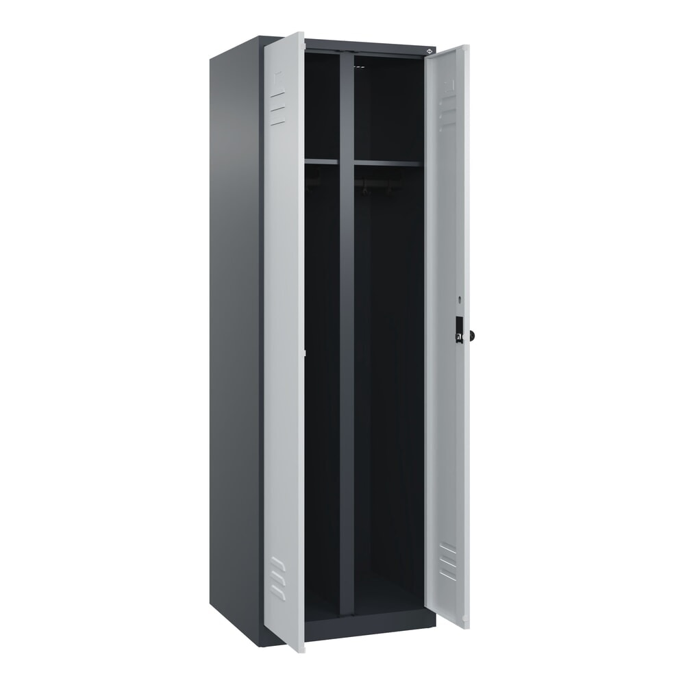 Illustration du produit: C+P Schwarz-Weiß-Spind Classic PLUS, 2 Abteile, HxBxT 1.850 x 600 x 500 mm, anthrazitgrau, lichtgrau, für Vorhängeschloss