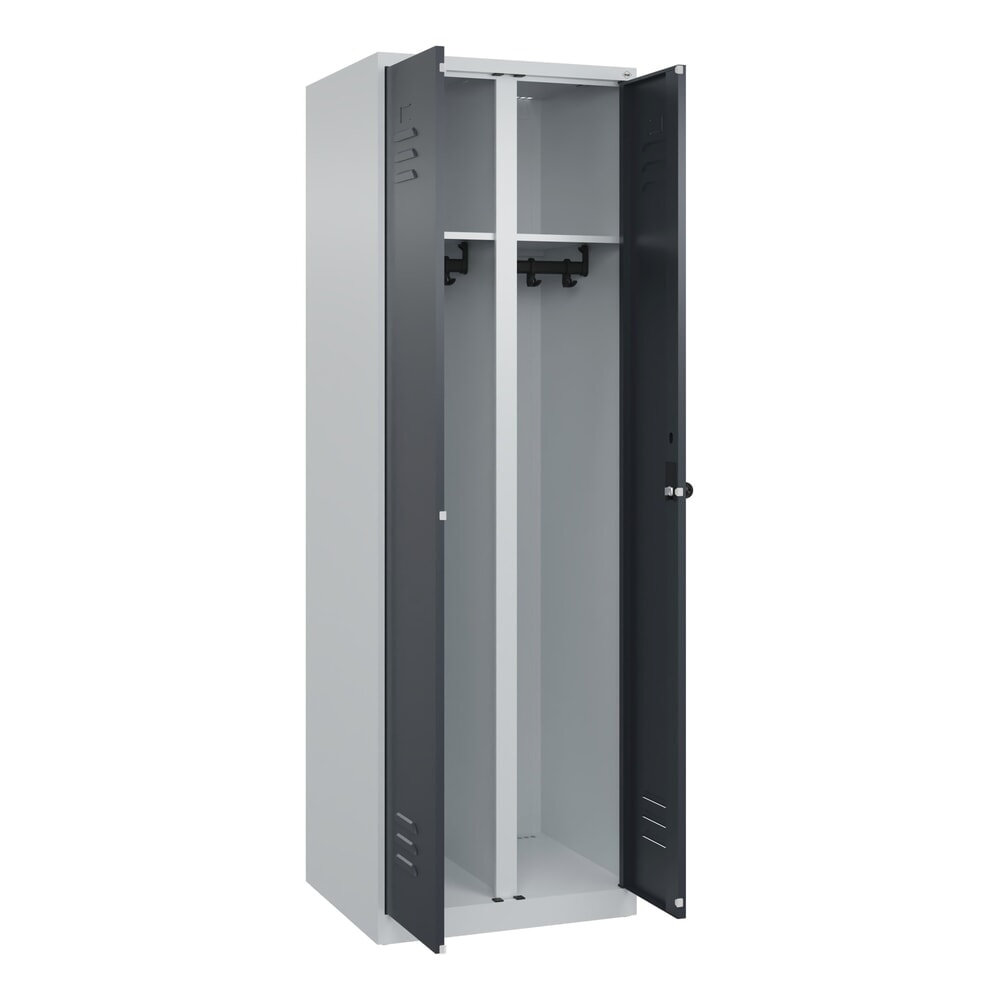 Produktabbildung: C+P Schwarz-Weiss-Spind Classic PLUS, 2 Abteile, HxBxT 1.850 x 600 x 500 mm, lichtgrau, anthrazitgrau, für Vorhängeschloss