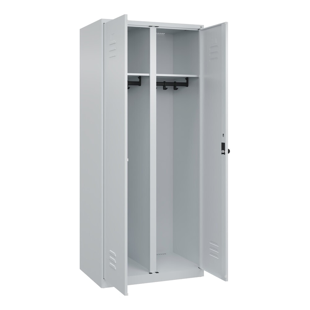 Produktabbildung: C+P Schwarz-Weiss-Spind Classic PLUS, 2 Abteile, HxBxT 1.850 x 800 x 500 mm, lichtgrau, lichtgrau, für Vorhängeschloss
