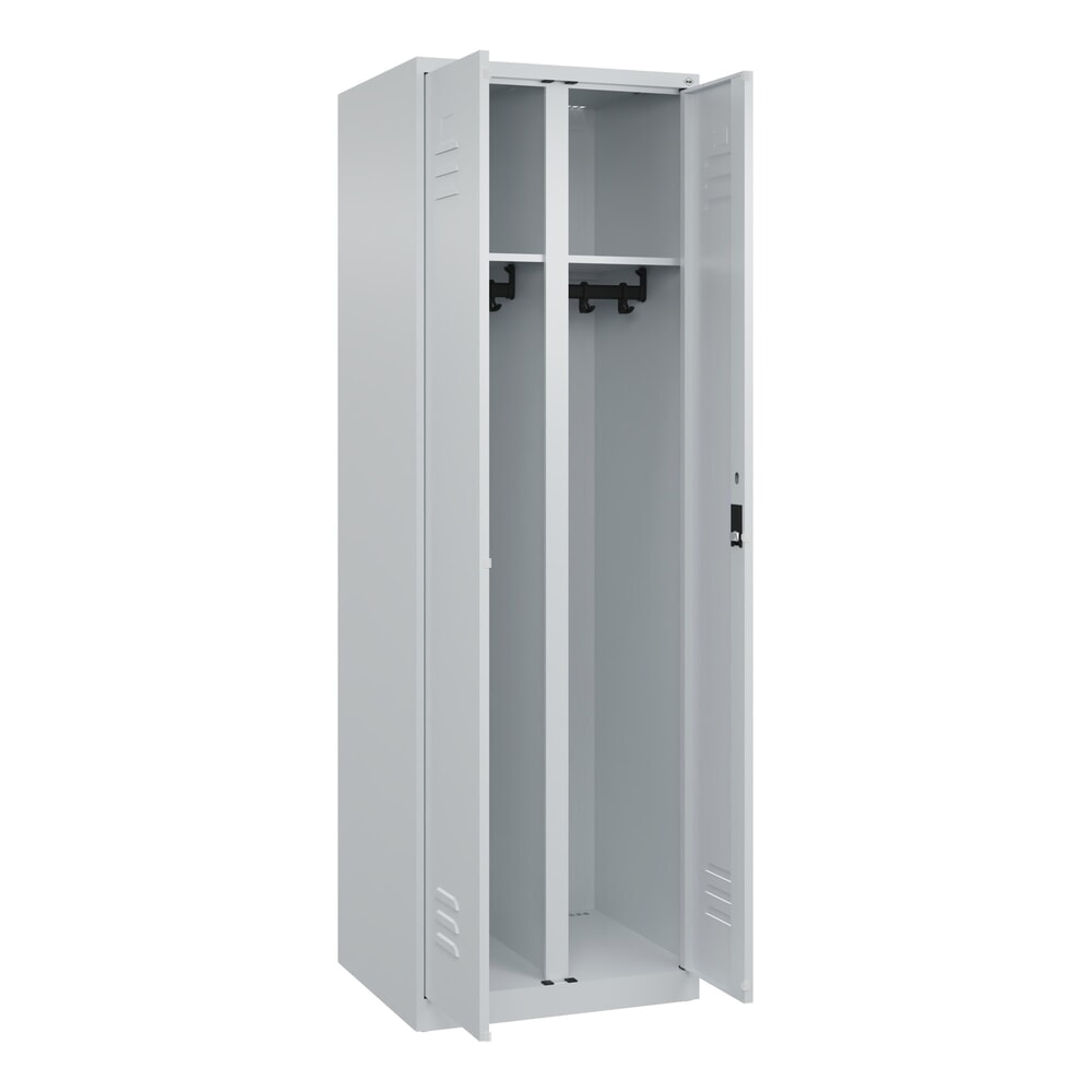 Illustration du produit: C+P Schwarz-Weiß-Spind Classic PLUS, 2 Abteile, HxBxT 1.850 x 600 x 500 mm, lichtgrau, lichtgrau, Zylinderschloss