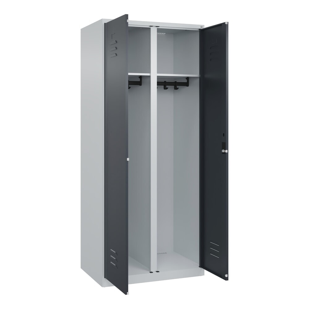 Produktabbildung: C+P Schwarz-Weiss-Spind Classic PLUS, 2 Abteile, HxBxT 1.850 x 800 x 500 mm, lichtgrau, anthrazitgrau, Zylinderschloss