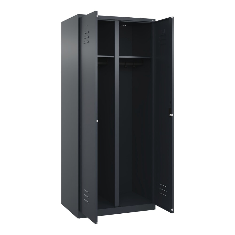 Produktabbildung: C+P Schwarz-Weiss-Spind Classic PLUS, 2 Abteile, HxBxT 1.850 x 800 x 500 mm, anthrazitgrau, anthrazitgrau, Zylinderschloss