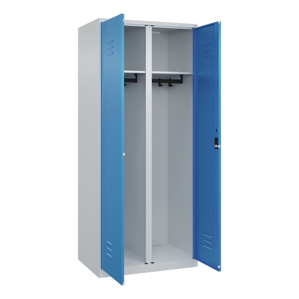 Produktabbildung Nr. 1: C+P Schwarz-Weiss-Spind Classic PLUS, 2 Abteile, HxBxT 1.850 x 800 x 500 mm, lichtgrau, lichtblau, Zylinderschloss
