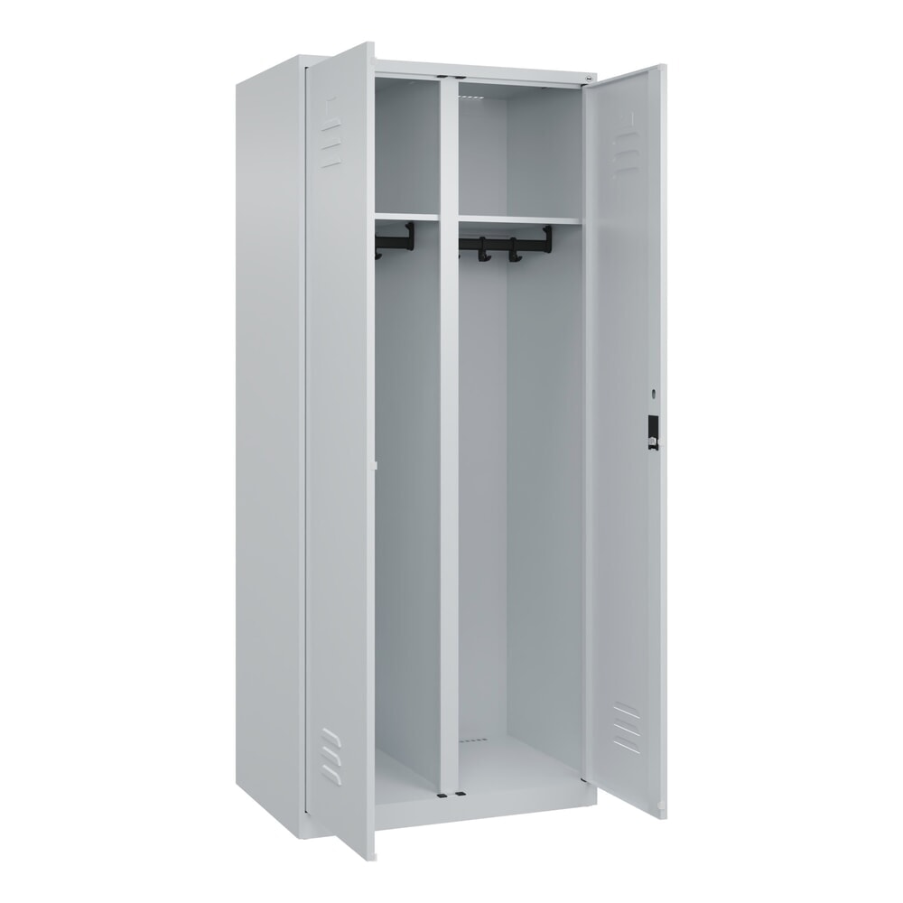 Produktabbildung: C+P Schwarz-Weiss-Spind Classic PLUS, 2 Abteile, HxBxT 1.850 x 800 x 500 mm, lichtgrau, lichtgrau, Zylinderschloss