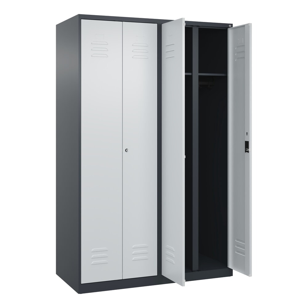 Produktabbildung: C+P Schwarz-Weiss-Spind Classic PLUS, 4 Abteile, HxBxT 1.850 x 1.200 x 500 mm, anthrazitgrau, lichtgrau, Zylinderschloss