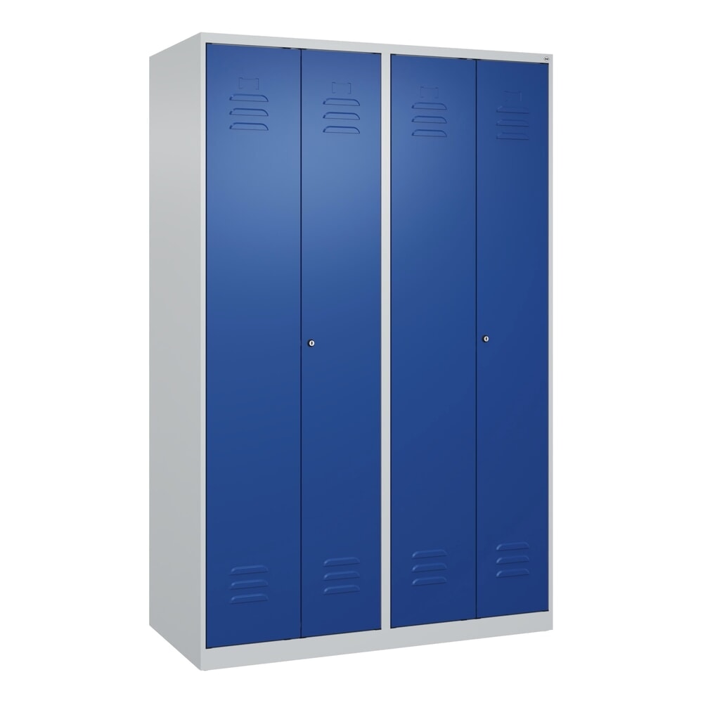 N° de l'image du produit 9 : C+P Schwarz-Weiß-Spind Classic PLUS, 4 Abteile, HxBxT 1.850 x 1.200 x 500 mm, lichtgrau, enzianblau, Zylinderschloss