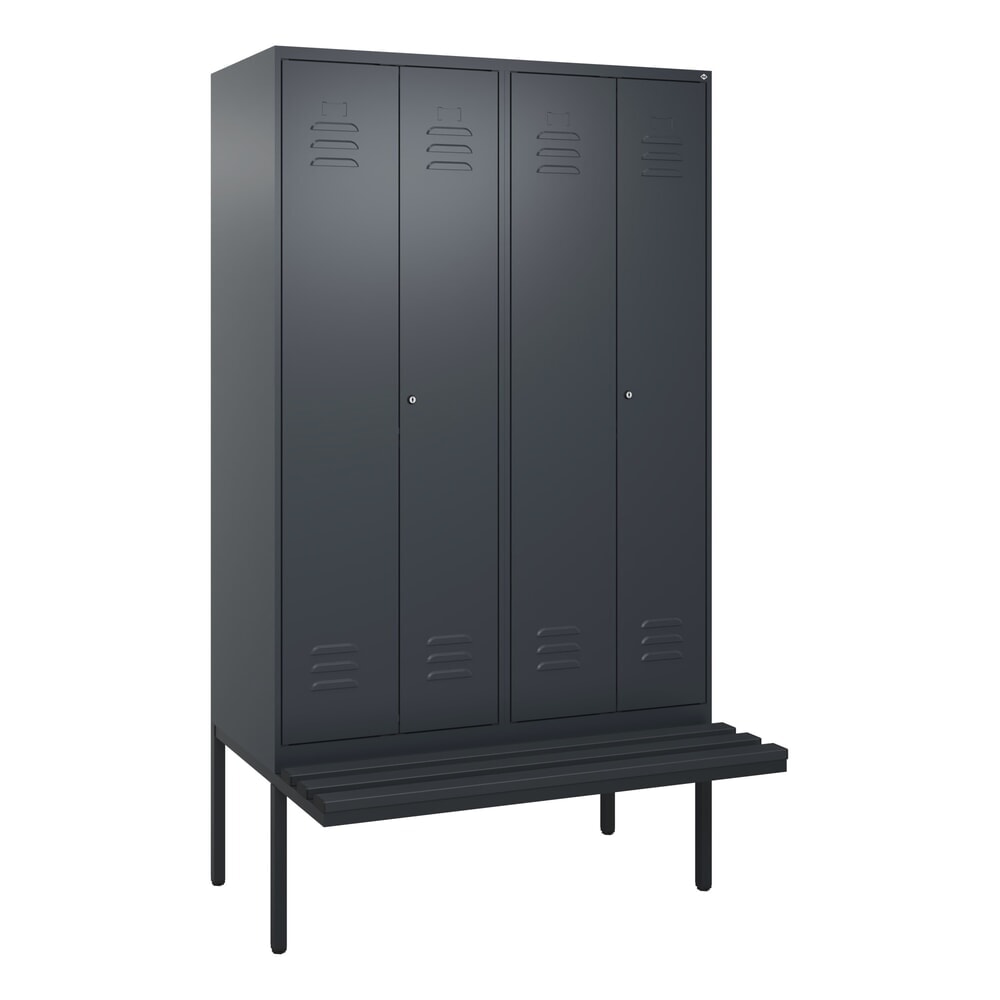Produktabbildung Nr. 9: C+P Schwarz-Weiss-Spind Classic PLUS, 4 Abteile, HxBxT 2.120 x 1.200 x 815 mm, Zylinderschloss, auskragende Bank aus Kunststoff, anthrazitgrau, anthrazitgrau