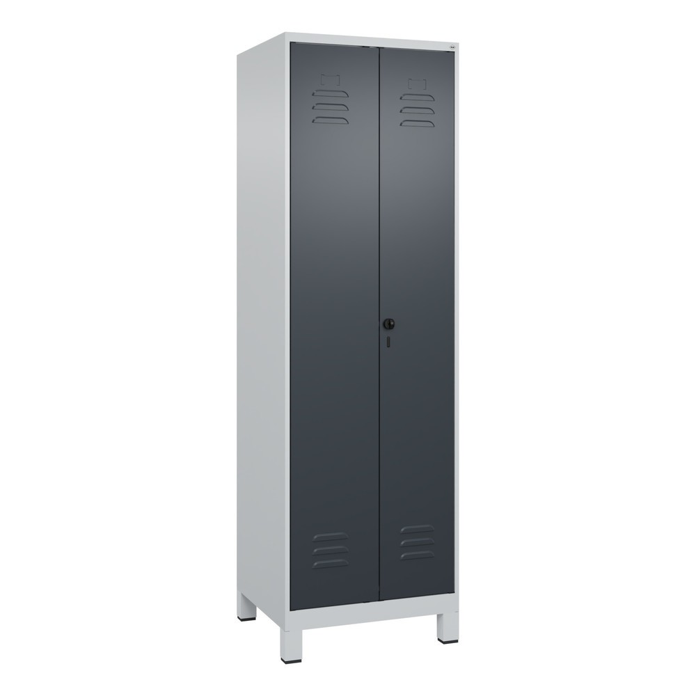 Produktabbildung: C+P Schwarz-Weiss-Spind Classic PLUS, Füsse, 2 Abteile, HxBxT 1.950 x 600 x 500 mm, lichtgrau, anthrazitgrau, für Vorhängeschloss