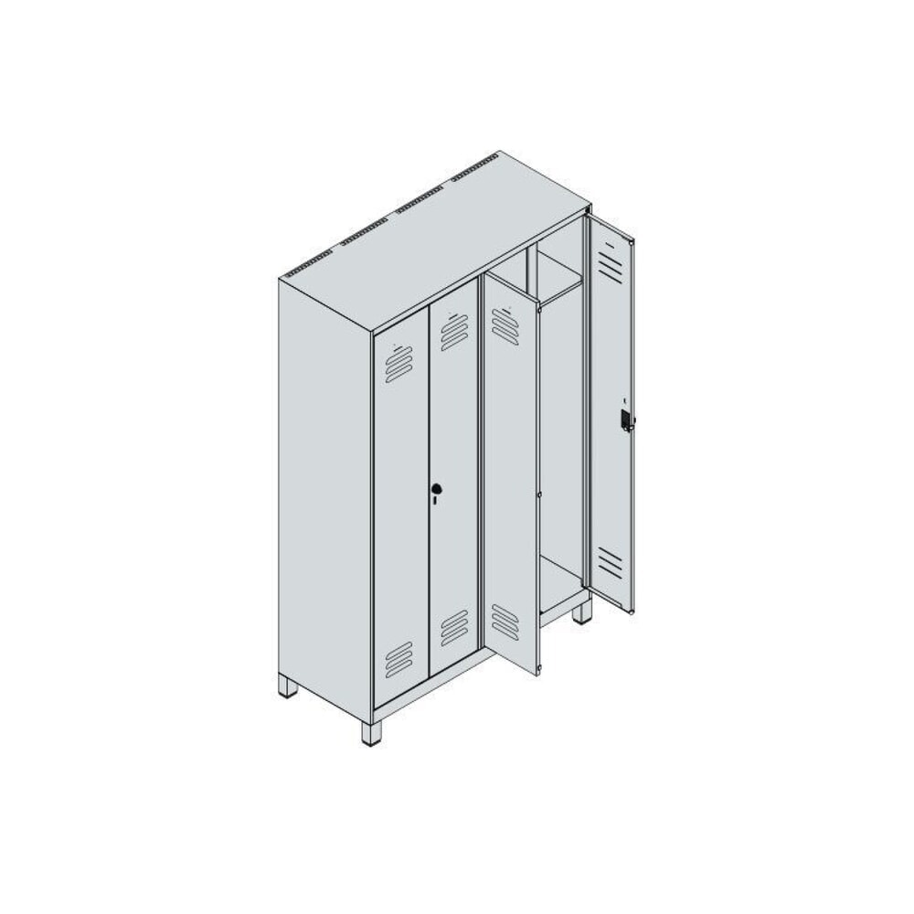 C+P Schwarz-Weiss-Spind Classic PLUS, Füsse, 4 Abteile, HxBxT 1.950 x 1.200 x 500 mm, lichtgrau, anthrazitgrau, für Vorhängeschloss Produktabbildung Nr. 8: C+P Schwarz-Weiss-Spind Classic PLUS, Füsse, 4 Abteile, HxBxT 1.950 x 1.200 x 500 mm, lichtgrau, anthrazitgrau, für Vorhängeschloss