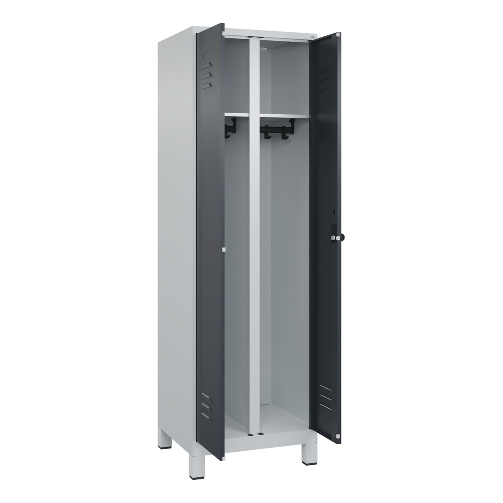 C+P Schwarz-Weiss-Spind Classic PLUS, Füsse, 2 Abteile, HxBxT 1.950 x 600 x 500 mm, lichtgrau, anthrazitgrau, für Vorhängeschloss Produktabbildung: C+P Schwarz-Weiss-Spind Classic PLUS, Füsse, 2 Abteile, HxBxT 1.950 x 600 x 500 mm, lichtgrau, anthrazitgrau, für Vorhängeschloss