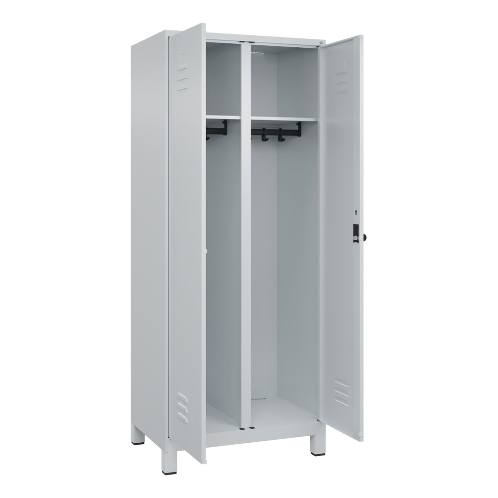 C+P Schwarz-Weiß-Spind Classic PLUS, Füße, 2 Abteile, HxBxT 1.950 x 800 x 500 mm, lichtgrau, lichtgrau, für Vorhängeschloss N° de l'image du produit 1 : C+P Schwarz-Weiß-Spind Classic PLUS, Füße, 2 Abteile, HxBxT 1.950 x 800 x 500 mm, lichtgrau, lichtgrau, für Vorhängeschloss