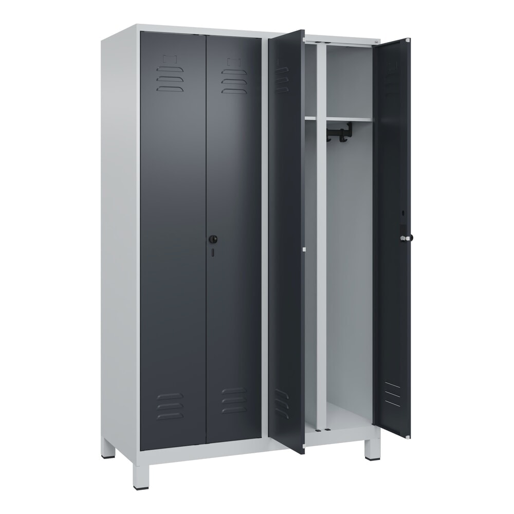 C+P Schwarz-Weiss-Spind Classic PLUS, Füsse, 4 Abteile, HxBxT 1.950 x 1.200 x 500 mm, lichtgrau, anthrazitgrau, für Vorhängeschloss Produktabbildung Nr. 1: C+P Schwarz-Weiss-Spind Classic PLUS, Füsse, 4 Abteile, HxBxT 1.950 x 1.200 x 500 mm, lichtgrau, anthrazitgrau, für Vorhängeschloss
